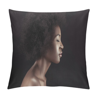 Personality   Profile Of Attractive African American Woman Isolated On Black Pillow Covers