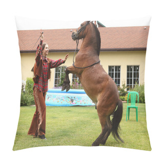 Personality  Two Girls Riding Pony Pillow Covers