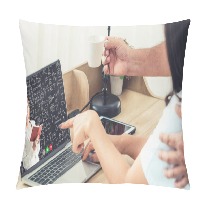 Personality  E-learning And Online Education For Student And University Concept. Video Conference Call Technology To Carry Out Digital Training Course For Student To Do Remote Learning From Anywhere. Pillow Covers