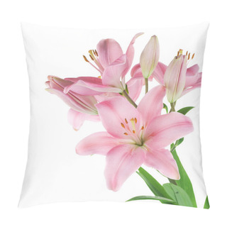 Personality  Beautiful Pink Lily Isolated On White Pillow Covers