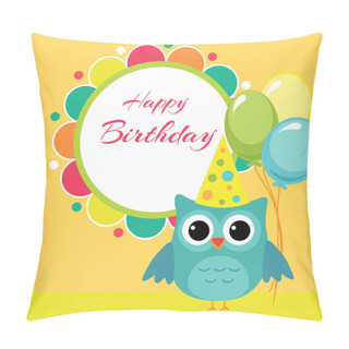 Personality  Vector Birthday Party Card With Owl Pillow Covers