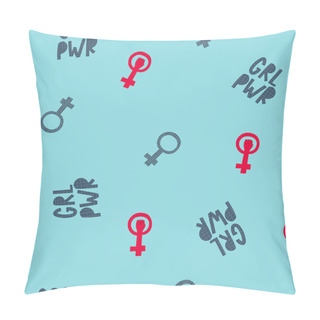 Personality  Girl Woman Power Illustration Seemless Pattern Pillow Covers