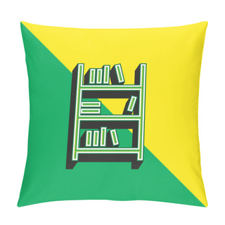 Personality  Book Shelf Green And Yellow Modern 3d Vector Icon Logo Pillow Covers