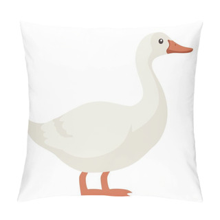 Personality  Flat Vector Illustration. Farm Animals, Cute Goose On White Background . Vector Illustration Pillow Covers