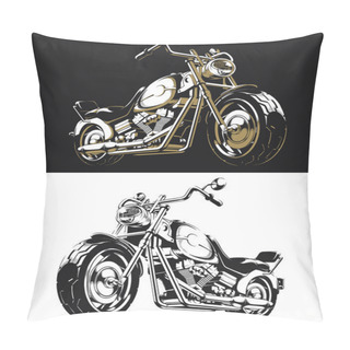 Personality  Silhouette Retro Motorcycle Chopper Isolated Vector Pillow Covers