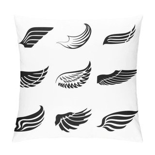 Personality  Abstract Feather Wings Icons Set Pillow Covers