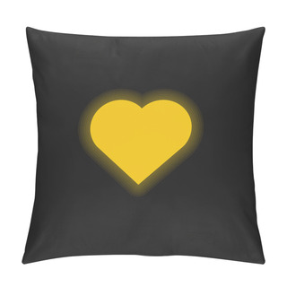 Personality  Big Heart Yellow Glowing Neon Icon Pillow Covers