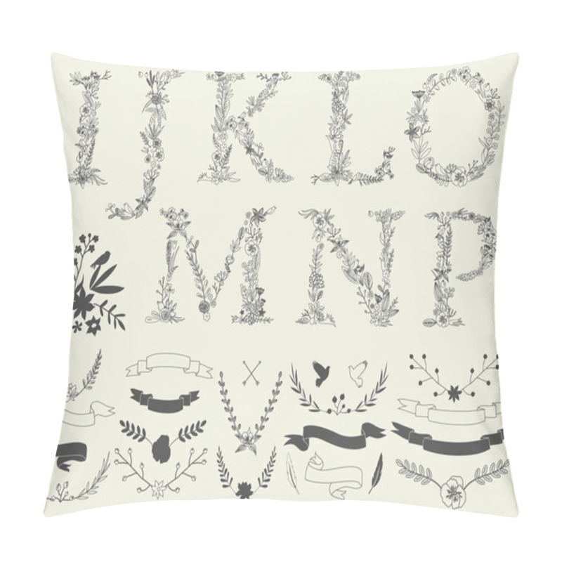 Personality  Floral Elements Of Vintage Alphabet Pillow Covers