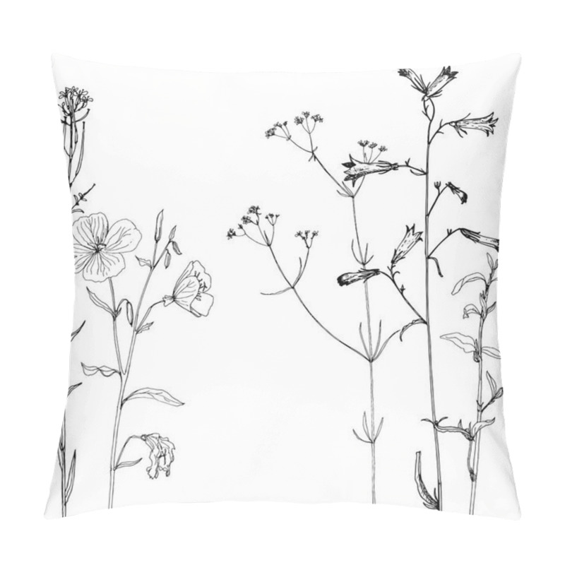 Personality  Background with ink drawing herbs and flowers pillow covers