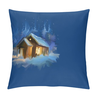 Personality  Fairytale House In The Forest On Christmas Night Pillow Covers