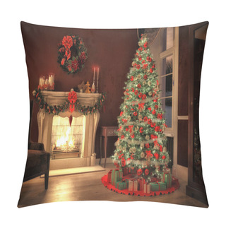 Personality  Christmas Scene With Gifts And Fire In Background. 3D Rendering Pillow Covers