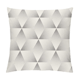 Personality  Vector Seamless Black And White Stippling Halftone Gradient Rhombus Pattern Pillow Covers