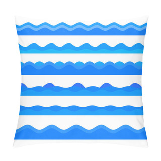 Personality  Freshness Natural Theme, A Fresh Water Background Of Blue. Elements Design Seamless Wave Pillow Covers