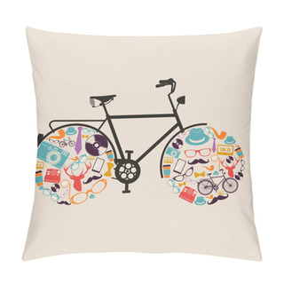 Personality  Vintage Hipsters Icons Bike. Pillow Covers
