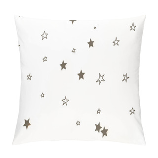 Personality  Seamless Background With Christmas Golden Stars, Isolated On White Pillow Covers