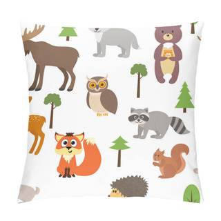 Personality  Seamless Pattern With Cute Forest Animals And Trees Pillow Covers