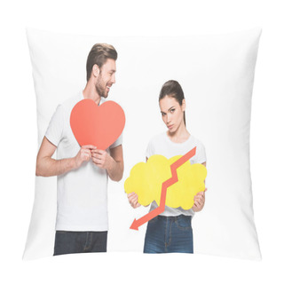 Personality  Couple Holding Sings Pillow Covers