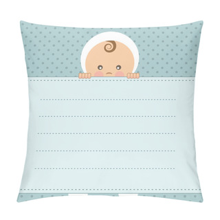 Personality  Baby Boy Announcement Card. Vector Illustration. Pillow Covers