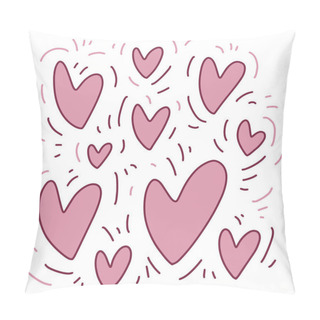 Personality  Doodle Pattern For Print Design With Sketch Hearts. Abstract Geometric Background. Cute Fabric Texture For Modern Graphic Design. Vector Pillow Covers
