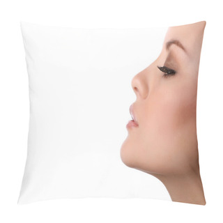 Personality Woman Profile Isolated On White Pillow Covers
