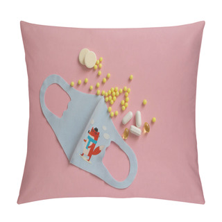 Personality  Anti Virus And Bacteria Protective Face Air Pollution, Protection Concept. Healthcare And Medical Concept. Vitamins And Minerals For Immunity. Pillow Covers