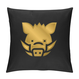 Personality  Boar Gold Plated Metalic Icon Or Logo Vector Pillow Covers