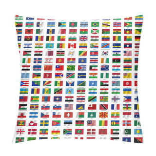 Personality  Flags Of The World And  Map On White Background. Vector Illustra Pillow Covers