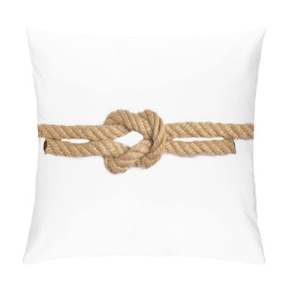 Personality  Rope Isolated. Macro Of Figure Cross Node Or Knot From Two Brown Pillow Covers