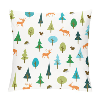 Personality  Vintage Forest Seamless Pattern With Floral, Deer, Squirrel And Hedgehog Pillow Covers