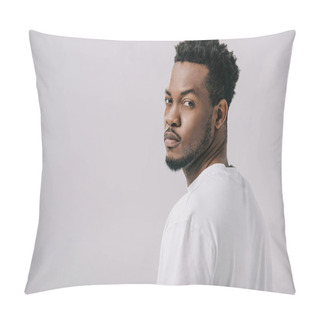 Personality  African American Man Looking At Camera Isolated On Grey  Pillow Covers