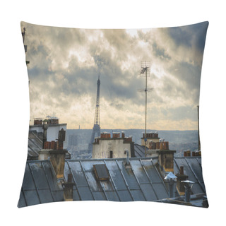 Personality  Paris. France. Roofs Of Montmartre. View On Eiffel Tower. Pillow Covers