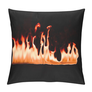 Personality  Close Up View Of Burning Orange Fire On Black Background Pillow Covers