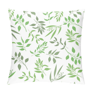 Personality  Vector Seamless Plant Background. Endless Pattern With Green Twigs And Leaves Silhouette. Pillow Covers