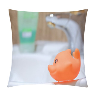 Personality  The Red Fish Decorates The Bathroom While Sitting Near The Bathroom Sink. Pillow Covers