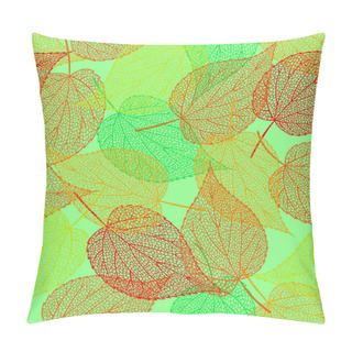 Personality  Vector Seamless Pattern.  Openwork Colorful Autumn Leaves On Blue Background. Picture Of Falling Leaves For Decoration Background On Autumn Theme. Pillow Covers
