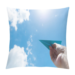 Personality  Paper Plane Against Cloudy Sky Pillow Covers