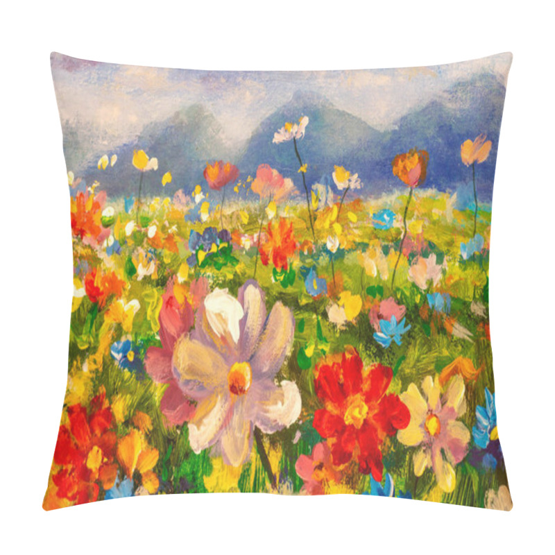Personality  Oil painting close-up flower. Big colorful wildflowers closeup macro on canvas. Modern Impressionism. Impasto artwork. pillow covers