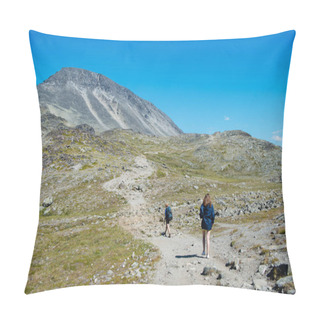 Personality  Couple Of Hikers Walking On Path On Besseggen Ridge In Jotunheimen National Park, Norway Pillow Covers