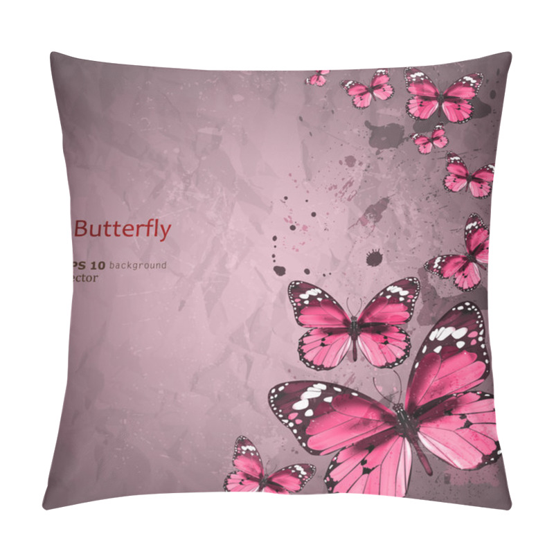 Personality  Colorful vintage background with butterfly. Grunge paper texture pillow covers
