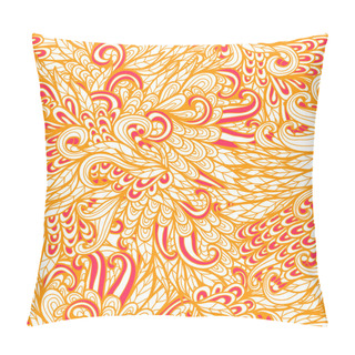 Personality  Seamless Floral Orange Doodle Pattern Pillow Covers