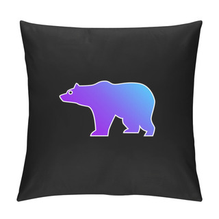 Personality  Bear Side View Silhouette Blue Gradient Vector Icon Pillow Covers