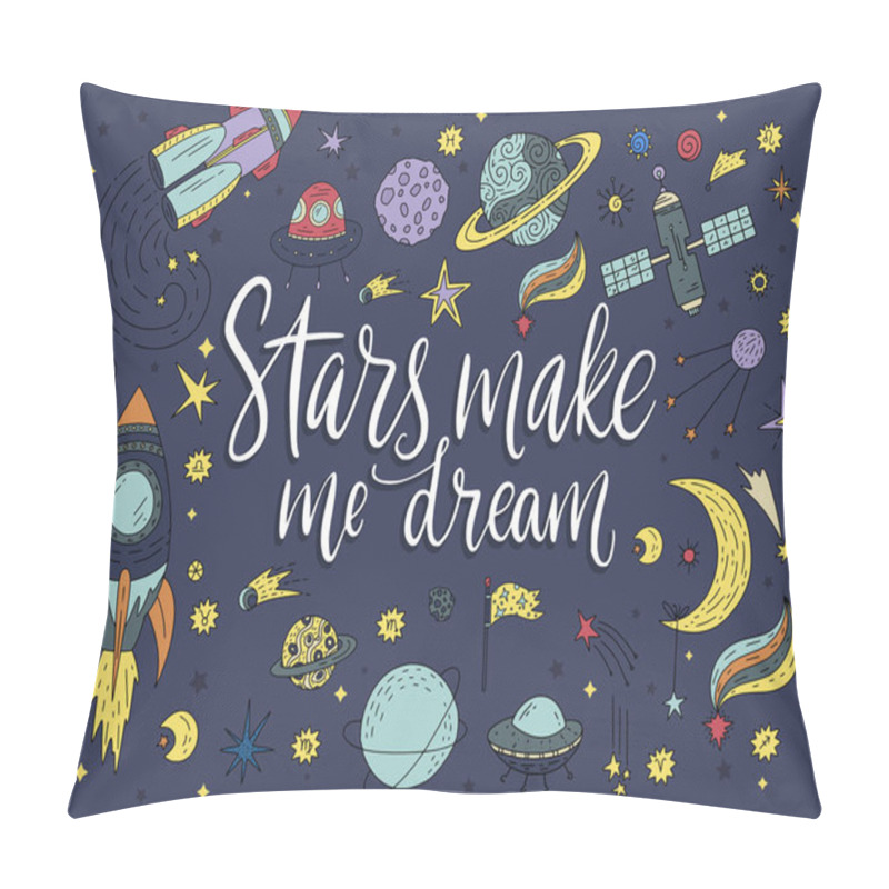 Personality  Handdrawn lettering quote with galaxy illustrations. pillow covers