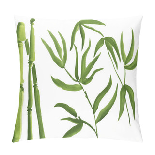 Personality  Green Bamboo, Painted In Watercolor In Oriental Style Pillow Covers