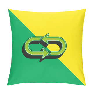 Personality  Arrow Loop Green And Yellow Modern 3d Vector Icon Logo Pillow Covers