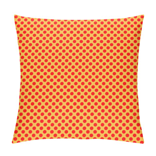 Personality  Pop Art, Comic Yellow And Red Dotted, Circles Seamlessly Repeatable Geometric Pattern. Pointillist, Pointillism And Stipple, Stippling Retro Art Illustration Pillow Covers