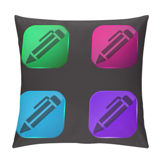Personality  Ballpoint Pen Four Color Glass Button Icon Pillow Covers