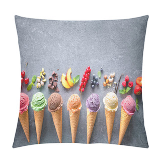 Personality  Various Varieties Of Ice Cream In Cones Pillow Covers