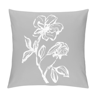 Personality  Flower Branch With Leaves And Unopened Bud Isolated Vector Background Pillow Covers