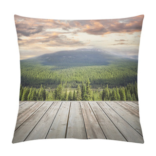 Personality  Wooden Deck Overlooking Scenic View Of Mountains Pillow Covers