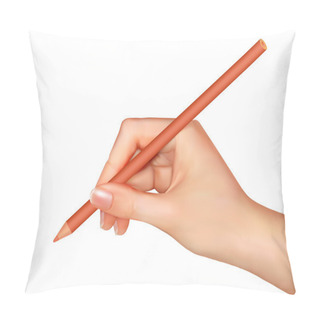 Personality  Hand Holding Pencil. Vector Illustration Pillow Covers